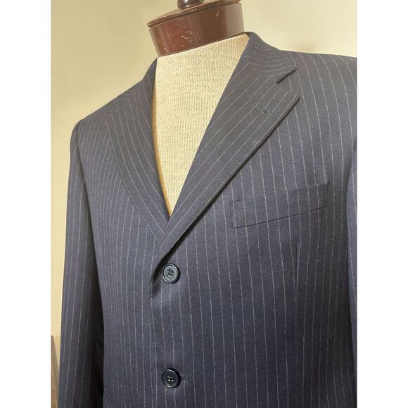 Designer‎ Men's Pinstripe 2-pc Suit Coppley Navy Business Formal Blazer Canada - Picture 5 of 14